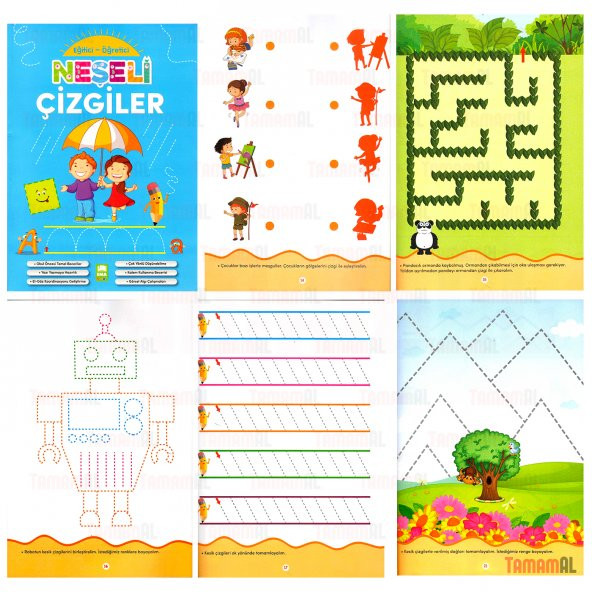 NEŞELİ ÇİZGİLER EĞİTİCİ ve ÖĞRETİCİ ÇİZGİ ALIŞTIRMALAR - 6