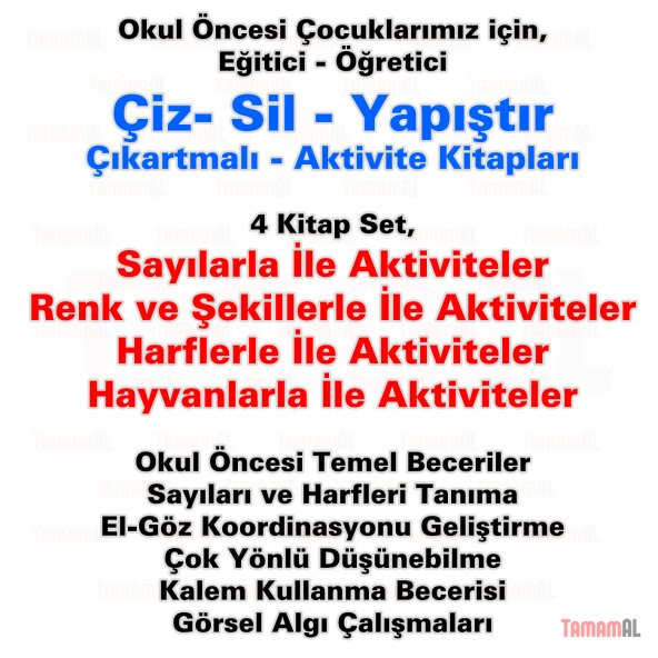 ÇIKARTMALI ÇİZGİ ÇALIŞMALARIM ÇİZ SİL YAPIŞTIR SAYILAR HARFLER - 3