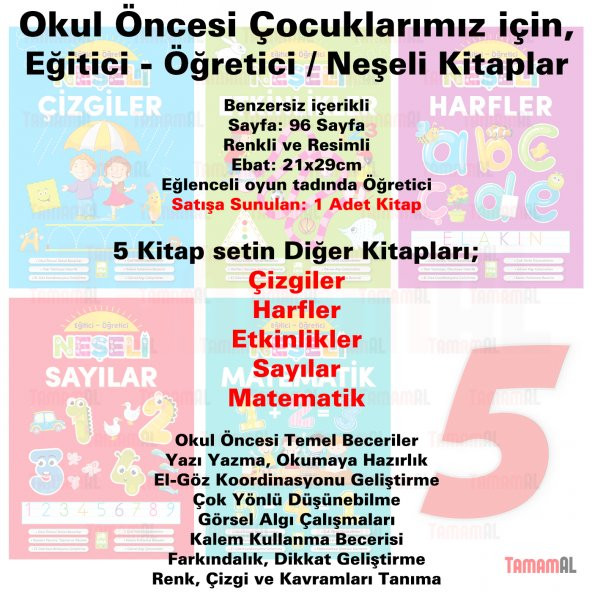 NEŞELİ HARFLER EĞİTİCİ ve ÖĞRETİCİ (Elakin) ÇİZGİ ALIŞTIRMALARI - 5