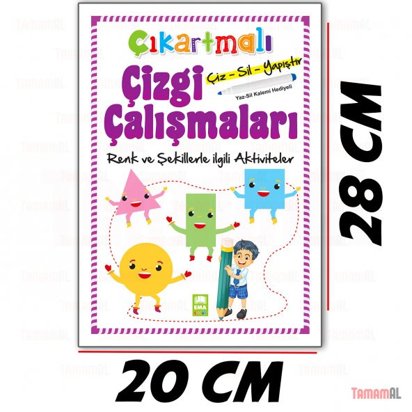ÇIKARTMALI ÇİZGİ ÇALIŞMALARIM ÇİZ SİL YAPIŞTIR SAYILAR HARFLER - 6