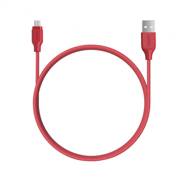 AUKEY CB-AM1 Yüksek Performans Naylon Örgülü Micro USB kablo 1,2 metre Kırmızı