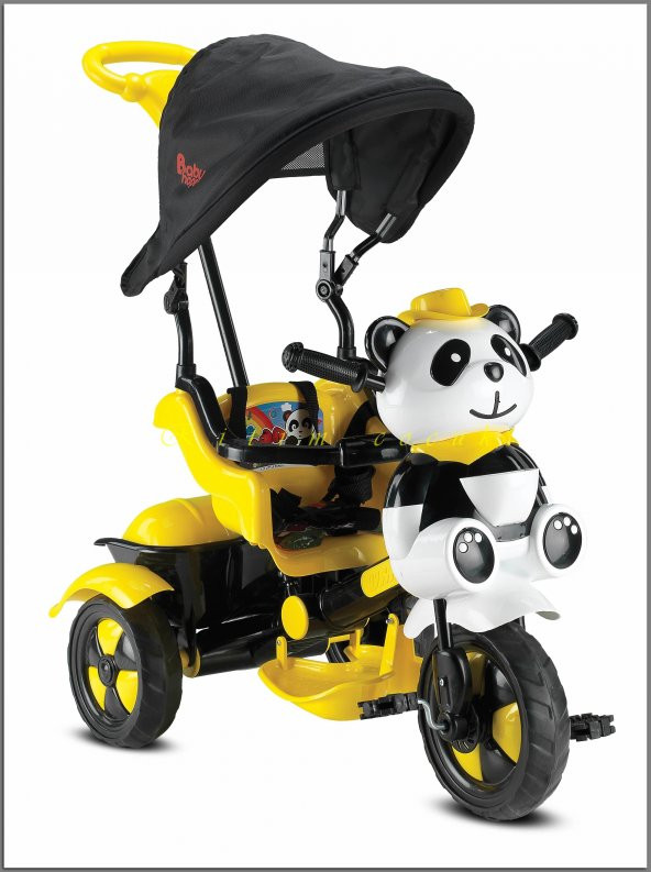 Babyhope 127 Little Panda Üçteker Bisiklet Oyuncak Sepetli Müzikli - Sari