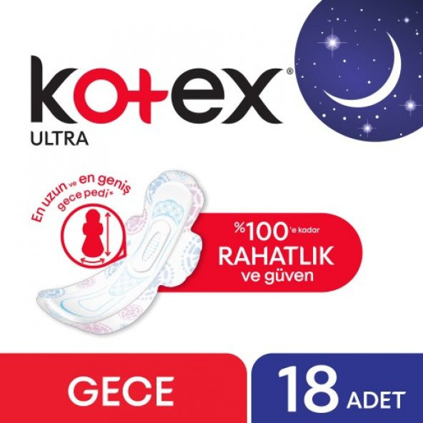Kotex Ultra Gece Hijyenik Ped (18 Adet) - Süper Ekonomik Paket