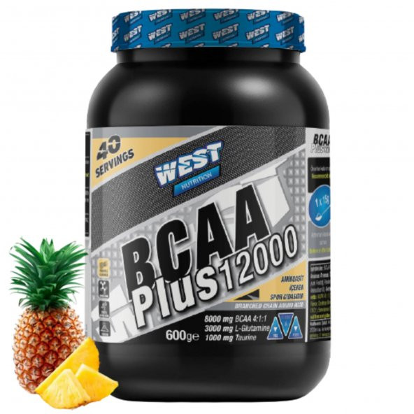West Nutrition BCAA 4:1:1 Plus 12000 ( Glutamin + Taurin )– 40 Servis – Ananas Aromalı -  HEDİYELİ