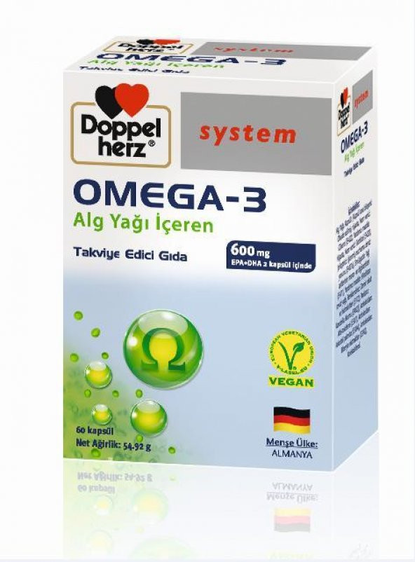 Doppelherz Omega 3 Alg Yağı İçeren 60 Kapsül (Vegan)