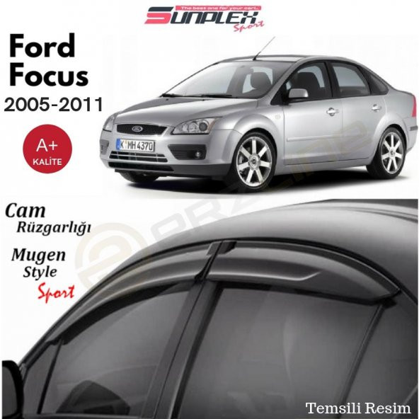 Sunplex Ford Focus 2005 ve 2011 Arası Mugen Sport Style Cam Rüzgarlığı Ön Arka Takım 4lü