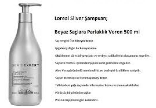Loreal Serie Expert Silver Şampuan 500ml (Renkli Canlı ve Parlak Gri ve Beyaz Saçlar ) MOR ŞAMPUAN - 7