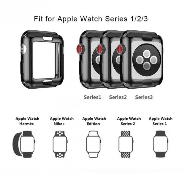 Apple Watch Series 2 3 GPS 38mm 38 Mm Kapak Kılıf Silikon Koruma - 3