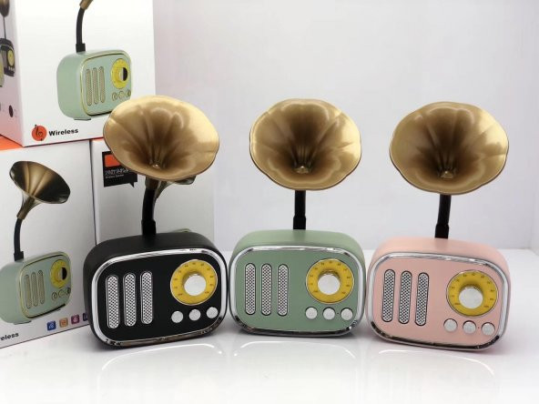 HS67 Nostaljik Mini Dekor Retro Gramofon Bluetooth/FM Radyo - 4