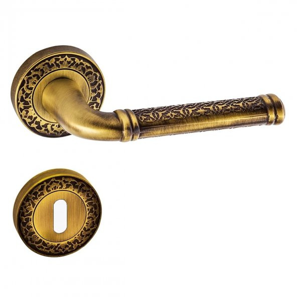 Doğanlar Topkapı Lüx Prinç Rozetli Kapı Kolu Olifka Antik Sarı Oda - 2