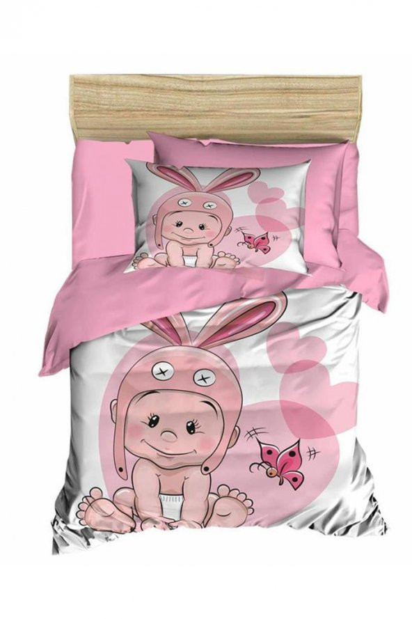 Dijital Baskılı 3d Bebek Nevresim Takımı Rabbit Baby Pembe - 2
