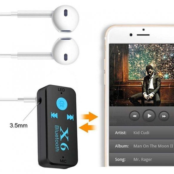 Case 4U Bluetooth Müzik Alıcısı 3.5 mm Aux Adaptör Araç Kiti 3in1 - Cyber AN-6999 X6 - 2