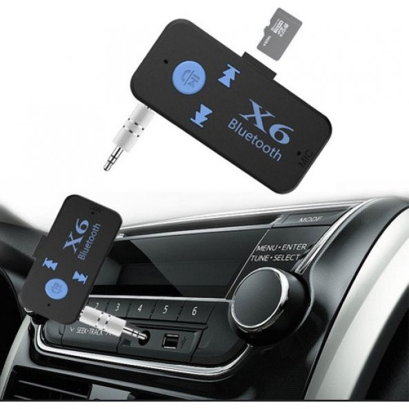 Case 4U Bluetooth Müzik Alıcısı 3.5 mm Aux Adaptör Araç Kiti 3in1 - Cyber AN-6999 X6 - 4