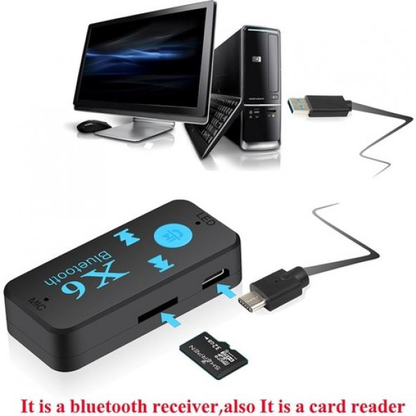 Case 4U Bluetooth Müzik Alıcısı 3.5 mm Aux Adaptör Araç Kiti 3in1 - Cyber AN-6999 X6 - 7