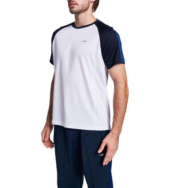 Lescon 19B-1126 Beyaz K.Lacivert Erkek Kısa Kollu T-Shirt