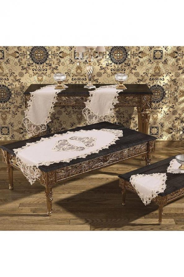Diamond Salon Takımı 5 Parça Krem - 3
