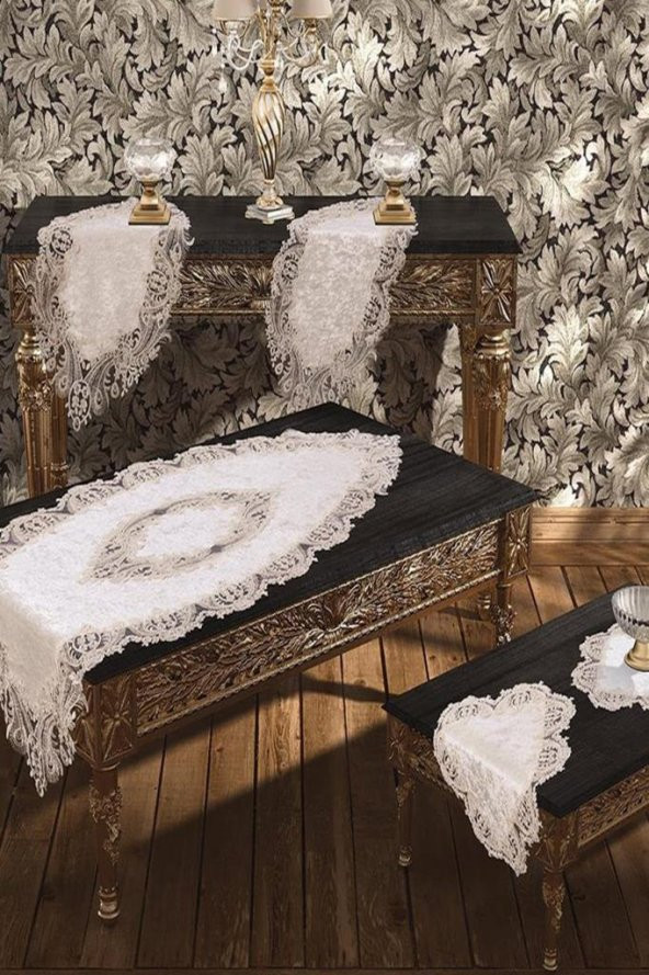 Elegance Salon Takımı 5 Parça Krem - 2