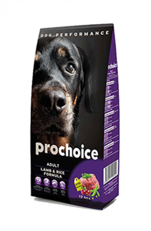 Pro Choice Kuzu Eti ve Pirinçli Yetişkin Köpek Maması - 12 kg