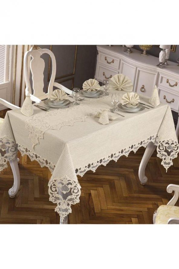 Duru Masa Örtüsü 26 Parça Krem - Resim 3