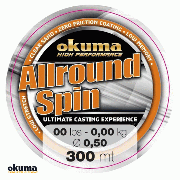 Okuma Allround Spin 300 mt 27,00 lb 12,4 kg 0,40 mm Brown Misina