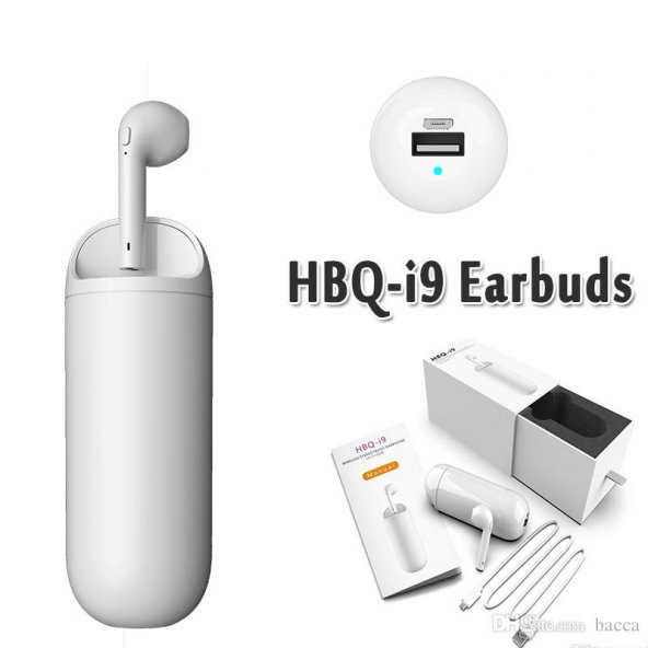 HBQ - i9 Şarj Docklu Kablosuz Bluetooth Kulaklık - Beyaz