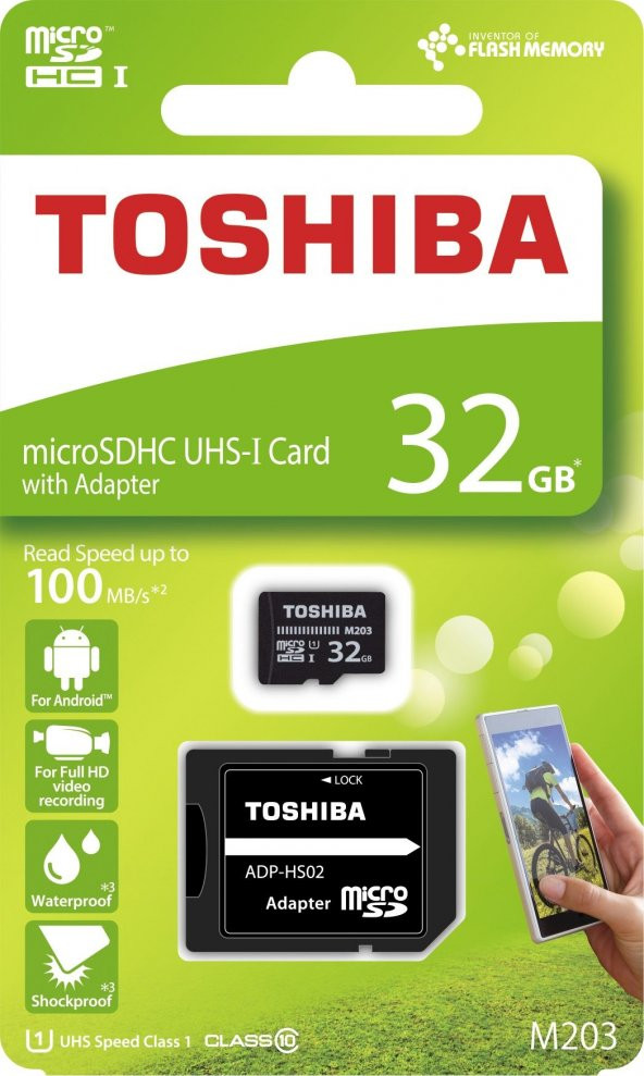 TOSHIBA 32GB SDHC 100MB/s Class 10 UHS-I Micro SD Kart THN-M203K0320EA