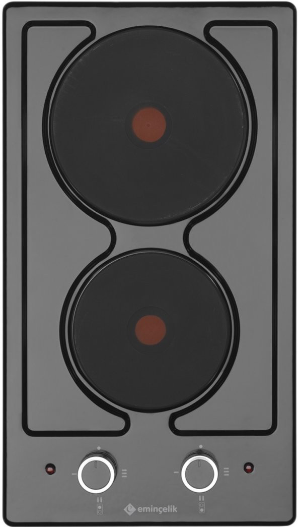 Eminçelik 41242 Ankastre İki Gözlü Elektrikli Siyah Domino Ocak