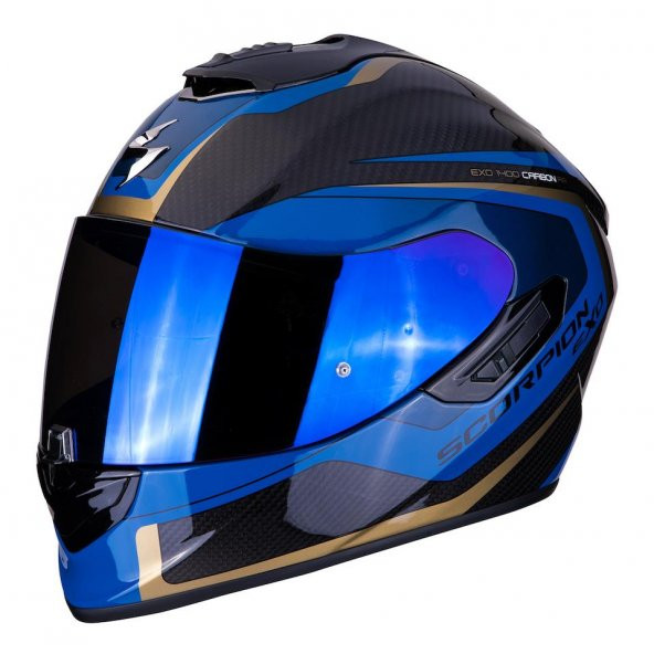 Scorpion Exo 1400 Air Carbon Esprit Kapalı Motosiklet Kaskı (Siyah/Mavi)