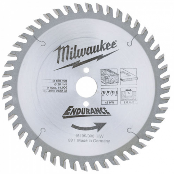 Milwaukee Daire Testere Bıçağı (Ahşap Kesim) 160mm 48 Diş