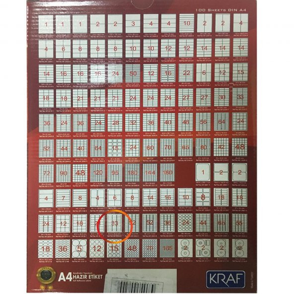 KRAF LASER ETIKET 2033 63.5x25.4 (33x100=3300 - 2