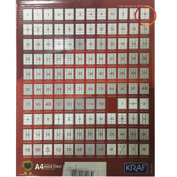 KRAF LASER ETIKET 2204 105x148 (4x100=400) - 2