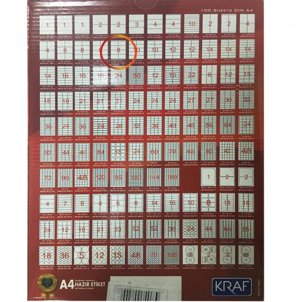 KRAF LASER ETIKET 2208 105x70 (8x100=800) - 2
