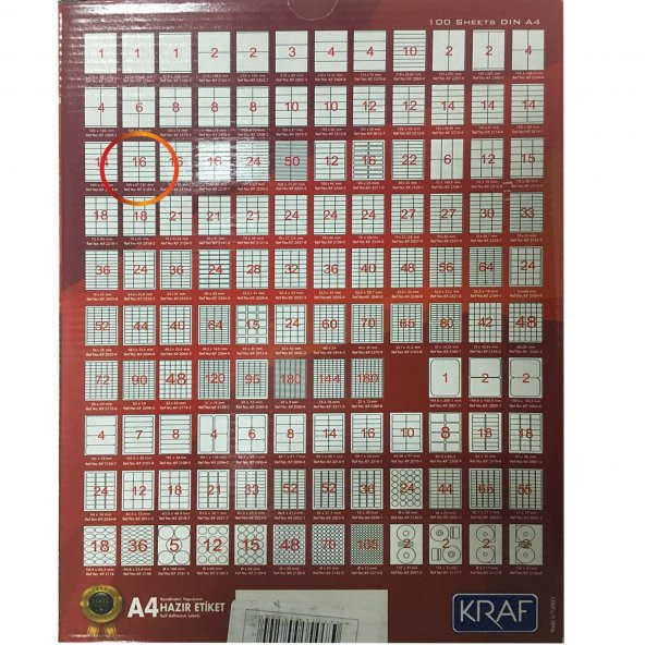 KRAF LASER ETIKET 2105 BK 105x37 (16x100=1600) - 2