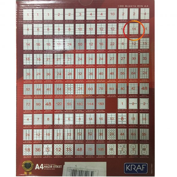 KRAF LASER ETIKET 2114 105x41 (14x100=1400) - 2
