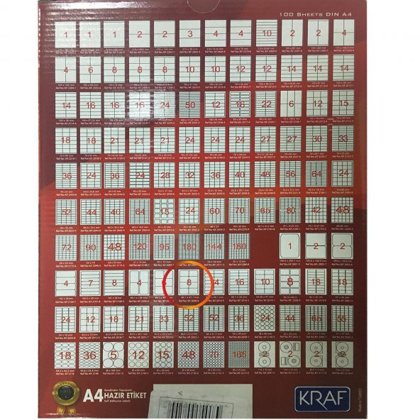 KRAF LASER ETIKET 2008 99.1x67.7 (8x100=800) - 2