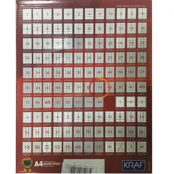 KRAF LASER ETIKET 2270 40x20 (70x100=7000 - 2