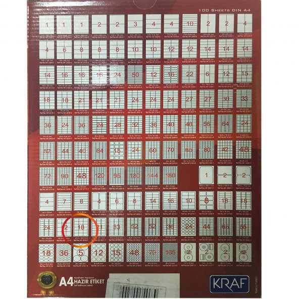KRAF LASER ETIKET 2018 63x46mm (18x100=1800) - 2