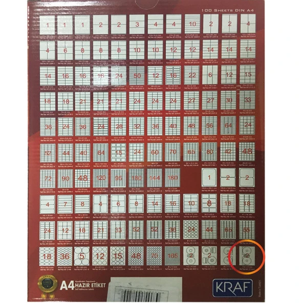 KRAF CD ETIKET 2116 16MM CAP 100 LU - 2