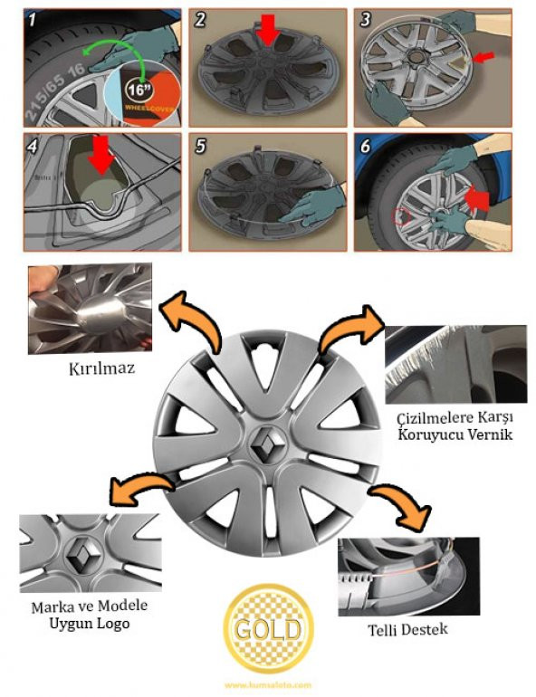 16 İnç Fiat Ducato Jant Kapağı 4Lü Set - Aynı Gün Kargo - 3