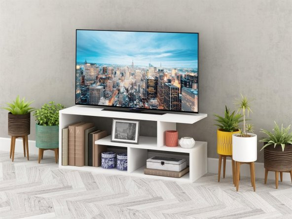 MOBAKS KÜBA TV SEHPASI (PARLAK BEYAZ) - 4