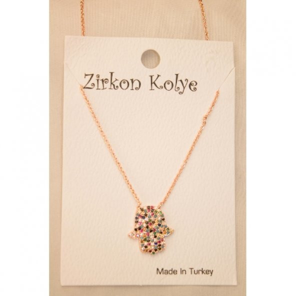Fatma Ana Eli Figürlü Zirkon Taşlı Kolye - 2