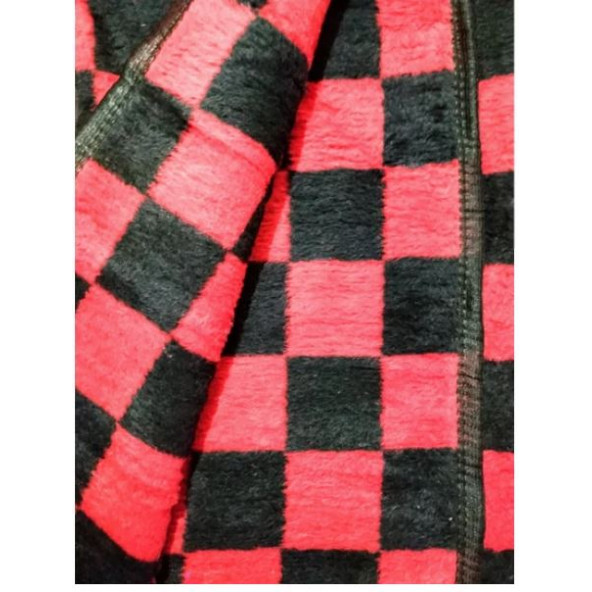 Algelsineve Ekose Kırmızı Tek kişilik Peluş Uşak battaniyesi - 2