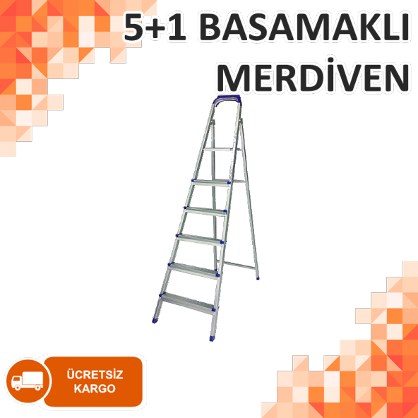 METAL GALVANİZ MERDİVEN 5+1 BASAMAKLI HAFİF DAYANIKLI MALZEME - 1