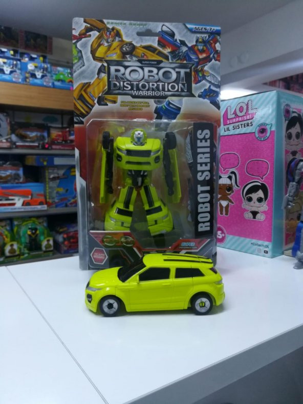 Land Rover Robota Dönüşen 20 cm Araba Transformers Sarı - 4