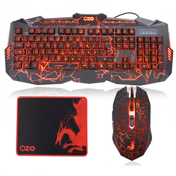 OZO Red Dragon S900 Gaming Işıklı Klavye,Mouse & Oyuncu Mouse Pad