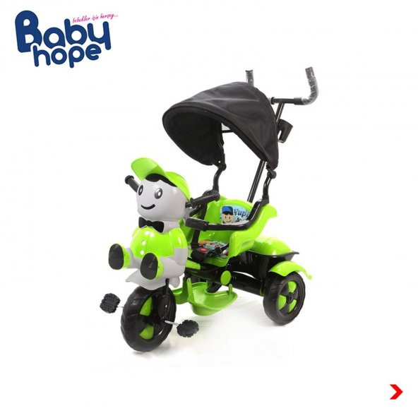 Babyhope Yupi Panda Triycle Yeşil Ebeveyn Kontrollü İlk Bisikletim