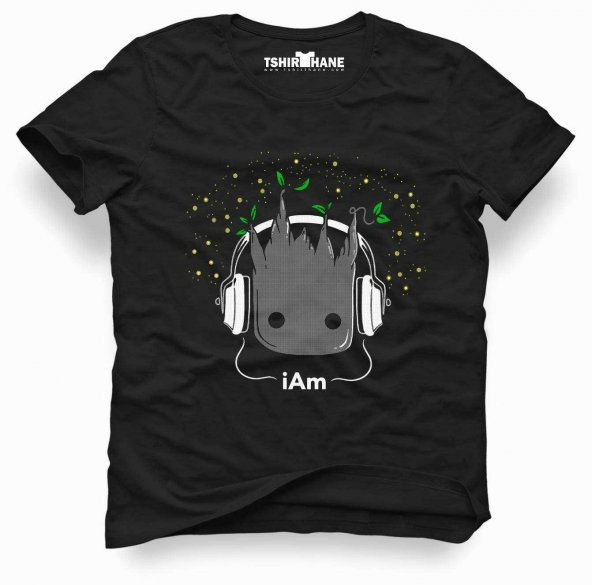 Tshirthane I am groot music black Tişört Erkek Tshirt