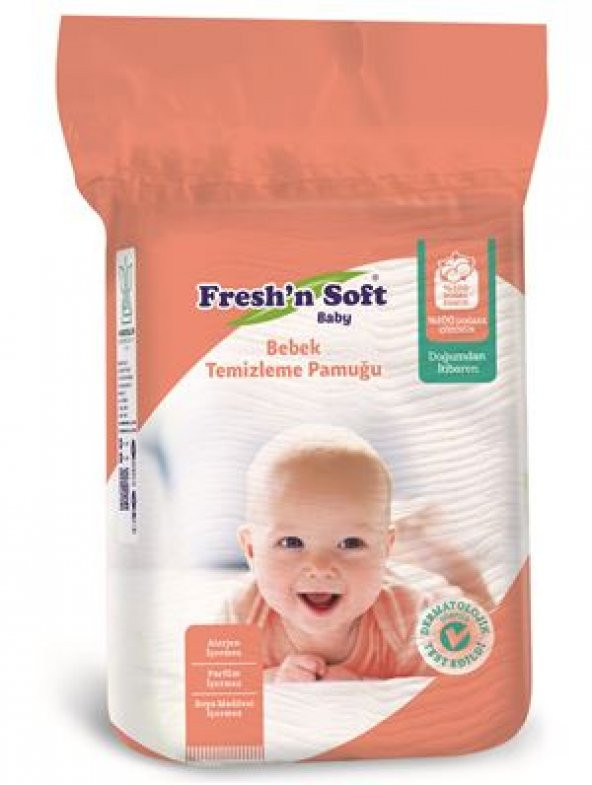 Fresh&primen Soft Bebek Temizleme Pamuğu 60&primelik Dikdörtgen