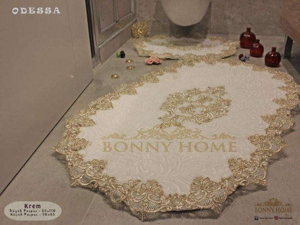 Bonny Home Fransız Dantelli 2li Lüks Banyo Paspası Klozet Takımı