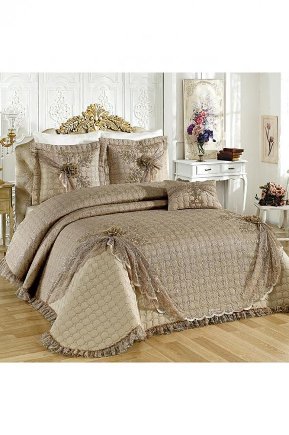 Goncagül Çift Kişilik Yatak Örtüsü Cappucino - Resim 3